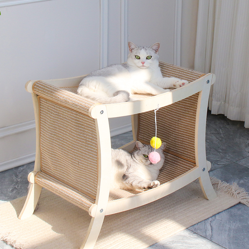 2-in-1 Double-Layer Cat Bed Sisal Scratcher