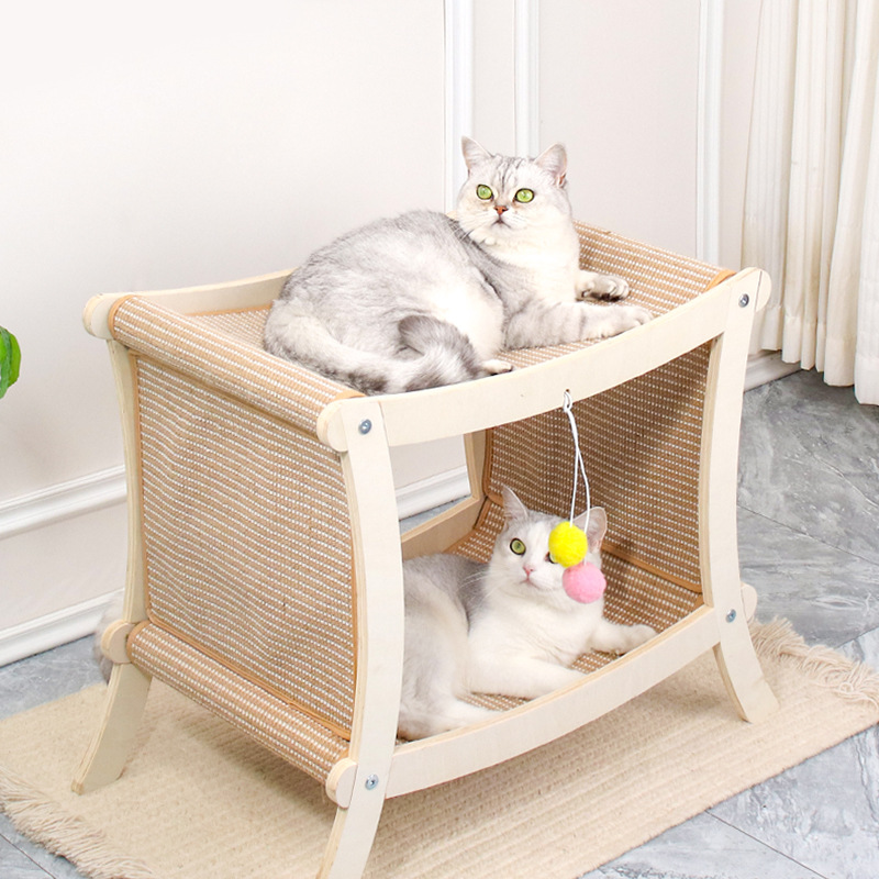 2-in-1 Double-Layer Cat Bed Sisal Scratcher